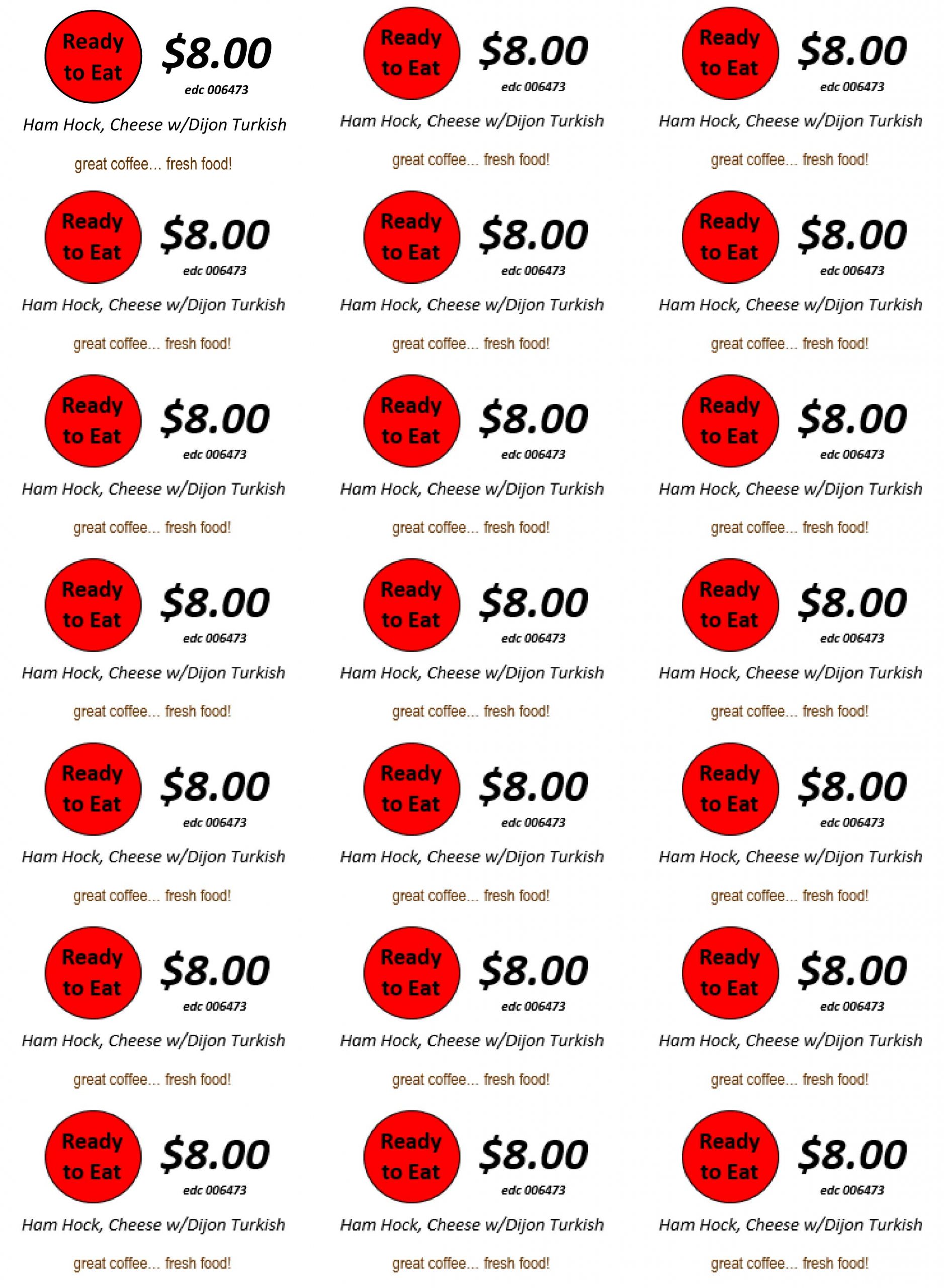 Freedom Labels Ready To Eat Ham Hock, Cheese w/Dijon Turkish 006473