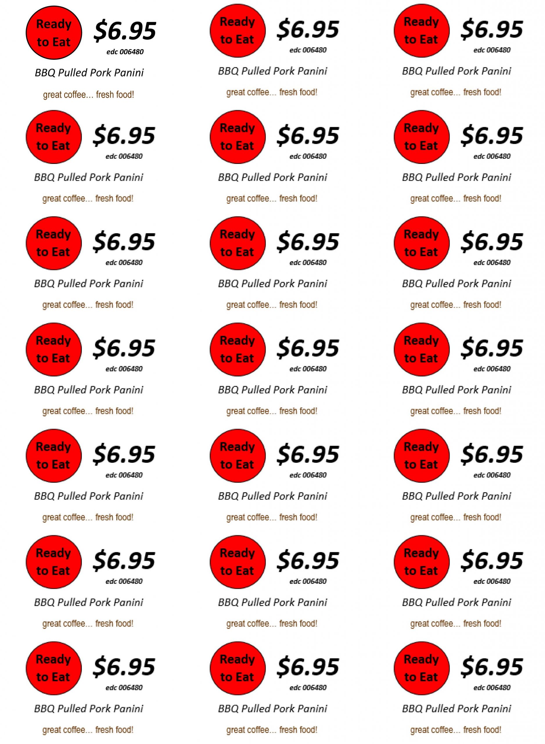 Freedom Labels Ready To Eat BBQ Pulled Pork Panini 006480