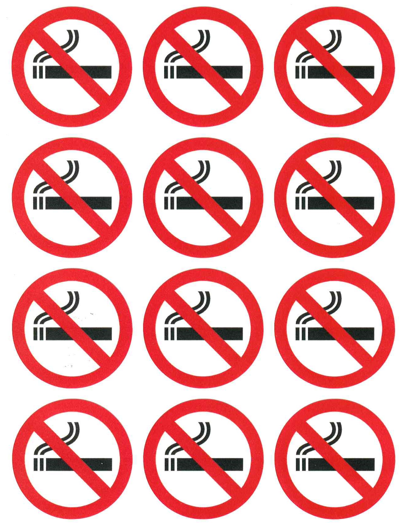 No Smoking Stickers 50mm Sheet Of 12 Kc Supplies 