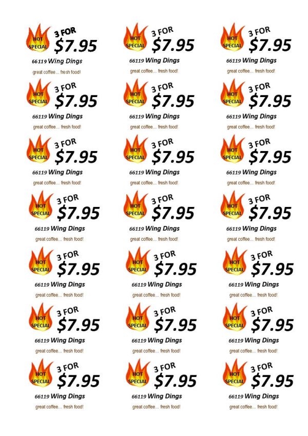 Freedom Labels Multi Special Wing Dings 66116 KC Supplies